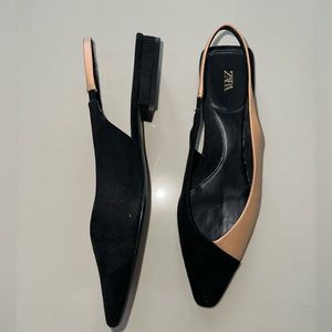 Zara Slingback Faux Leather Flats